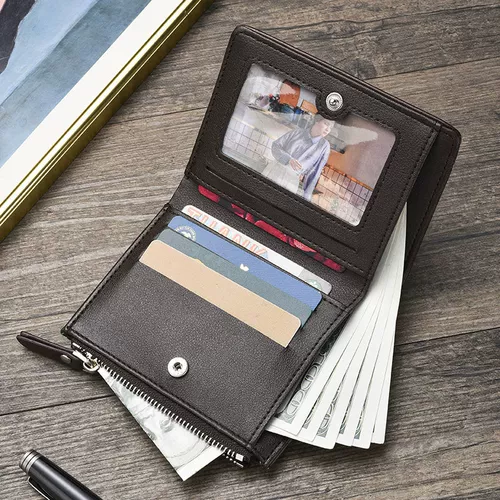 Ретро короткий маленький бумажник с молнией, универсальный трендовый кошелек