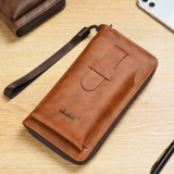 Мужской ретро длинный вместительный и большой бумажник, маленькая сумка клатч, кошелек с молнией, цепочка, новая коллекция