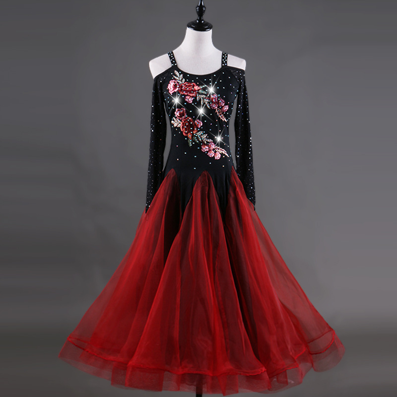 LIUHUO Open-shoulder Social Dance Competition Performance Wear Morden Dance Dress National Mark Dance Grand Swing Dress Waltz Dance Dress