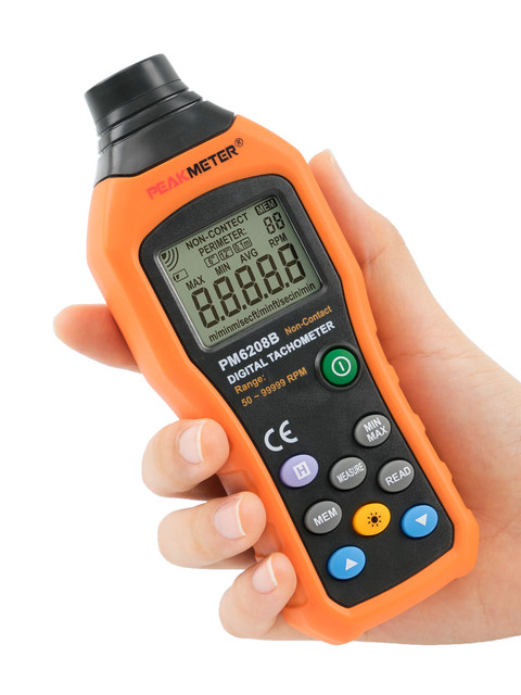 Peakmeter Huayi Pm6208A Contact-Type Tachometer Motor Speed Measuring Instrument Pm6208B Photoelectric Type