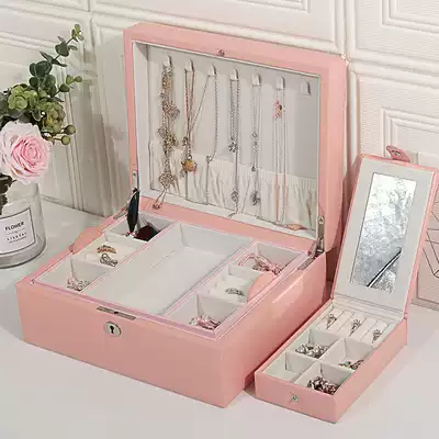 Jingyi Xiangfu large-capacity jewelry storage box Princess European-style Korean simple lock solid wood jewelry box package gift