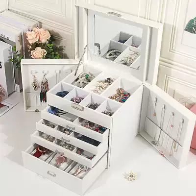 Large capacity jewelry box multi-layer European Princess Korean wooden jewelry box jewelry storage box jewelry box