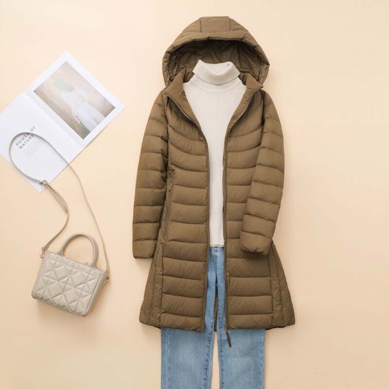 High-End Plus-Size Lightweight down Jacket for Women, Mid-Length Style 100kg for Plus-Size Women, Petite Moms, Middle-Aged and Elderly Women