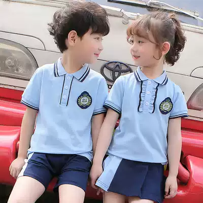 Kindergarten garden clothes summer short-sleeved class uniforms children's uniforms set cotton sportswear first-year primary school students Summer