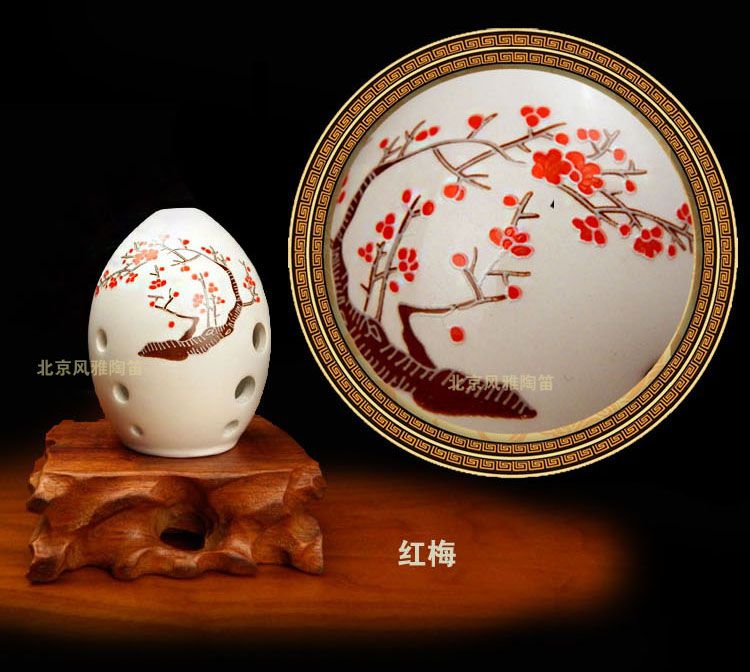 Gửi túi + hộp + thông tin! ! Đồ gốm sứ tráng men tám lỗ màu trắng quà tặng nhạc cụ lê 埙 (rửa miễn phí) - Nhạc cụ dân tộc tiêu trúc
