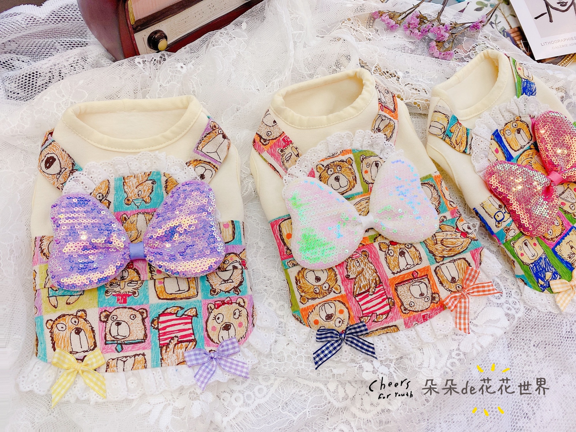 J Spring Autumn Winter Pet Dog Clothing Cat Teddy Yoke Summer Little Horse Imported Cartoon Fabric Plus Suede Vest