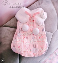 J pet cat and dog Teddy Yorkshire pony Autumn and winter cute fur collar thickened warm jacket clothes skirt