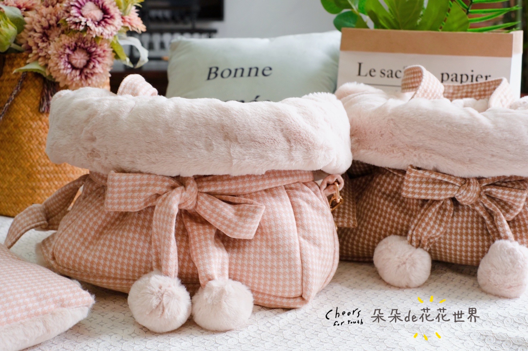 J Korean Version Pet Cat Dog Teacup TedyYorkha Handbag Full Rex Rabbit Fur Super Warm Out Bag Portable Bag