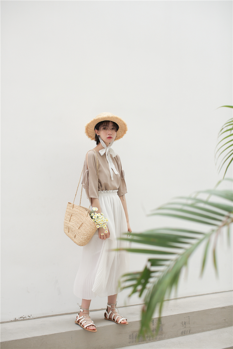 VK旗艦店 韓系雪紡百搭學院風襯衫短袖上衣