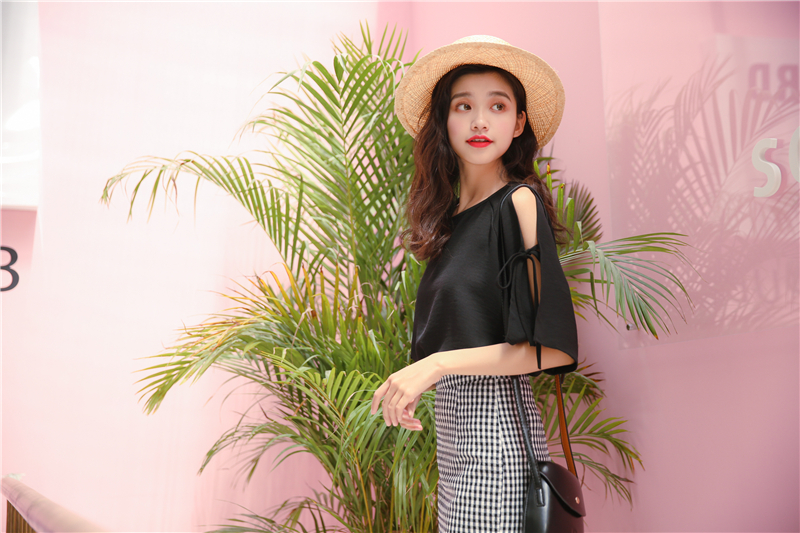 VK旗艦店 韓系雪紡百搭學院風襯衫短袖上衣