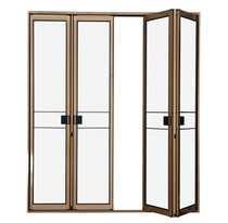 Foshan aluminum alloy anti-theft and anti-mosquito golden steel mesh screen window screen door Golden steel mesh folding door flat open screen door