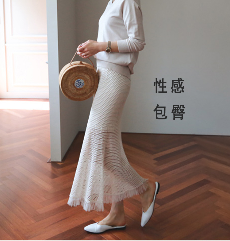 2019 xuân hè mới thanh lịch khí chất quý cô eo cao tua rua lưới ren váy đuôi cá trong phần dài - Váy chân váy xòe