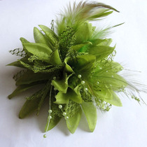 Bride stage performance two edge clip flower brooch feather hair jewelry pearl hairclip clip clip pin Multi-Color