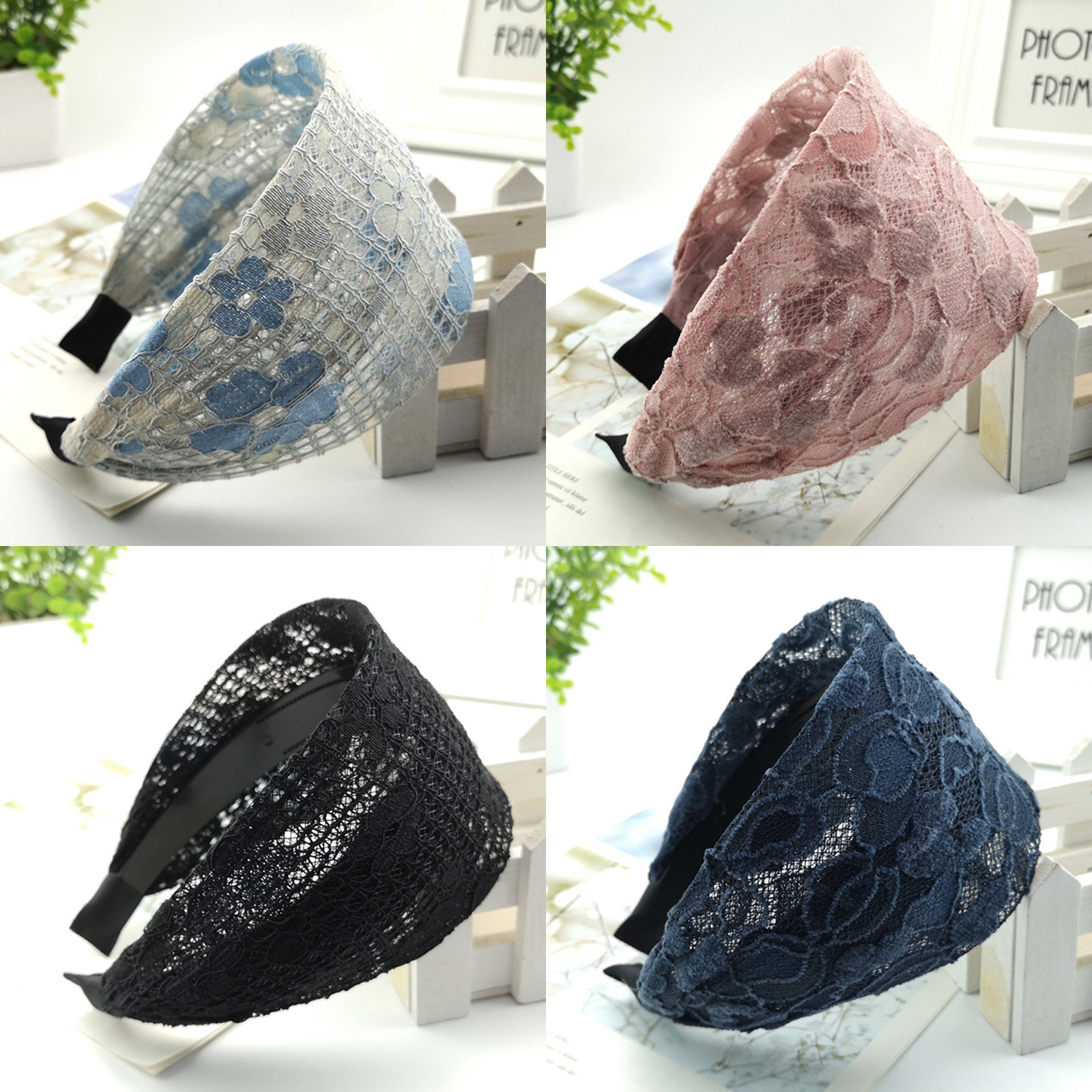 Net Red Pane Web Face Hair Stirrup Flowers Hollowed-out Hair Stirrup Woman Black Wide Side Hair Clip Hair Bale With Teeth Anti Slip And Breathable