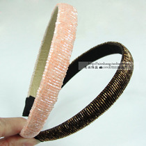 Korean version of Star hairband sequins Korean acrylic shell beads beaded handmade hairpin beige