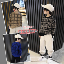 Childrens pullover knit sweater foreign boy sweater thickened base shirt medium and big children keep warm inside Korean winter dress tide