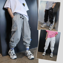  Boys casual sports pants childrens overalls pants 2021 new trend brand Zhongda childrens spring and autumn Korean version of handsome childrens clothing