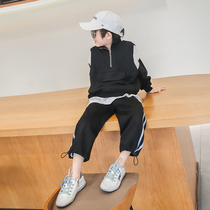 Boys mock two-piece sweater 2021 zhong da tong Korean version of the Western style spring children aged Spring and Autumn Tide brand boy childrens clothing