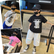 Boy short sleeve T-shirt summer dress childrens coat big boy boy Tide brand childrens clothing summer 2021 New half sleeve cotton