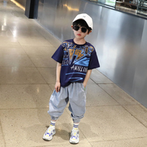  Boys cotton t-shirt tide brand childrens short-sleeved thin summer 2021 new Western style half-sleeved middle and large childrens childrens clothing Korean version