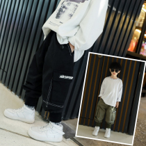 Overalls boys handsome pants Tide brand spring dress new wild children wearing childrens pants Korean version of foreign-style children