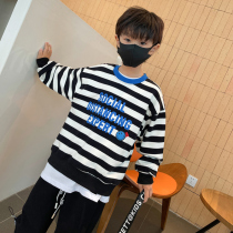 Childrens clothes autumn 2021 new boy striped pullover children Korean top Tide brand Tide brand