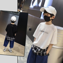  Childrens t-shirt short-sleeved white boys Korean summer clothes big childrens 2021 new half-sleeved t-shirt childrens clothing sports trend