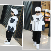 Boys spring casual coat tide 2021 New handsome hooded childrens clothing loose middle school childrens sports foreign style coat