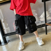 Fan Mi grain childrens clothing boys overalls childrens shorts summer 2021 new middle and big children fried street Capri pants tide