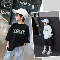  Childrens short-sleeved t-shirt Boys tide brand childrens clothing tide boys summer middle and large children loose summer thin top Korean version