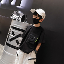 Boys foreign style stripes t-shirt tide childrens tooling short sleeve cotton child summer 2021 New loose childrens clothing