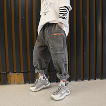 Childrens jeans boys Spring and Autumn New loose pants 2021 spring foreign style childrens pants