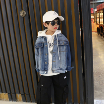 Childrens spring denim coat tide boy 2021 new middle and big Children Spring and Autumn Tide brand coat fan rice grain childrens clothing