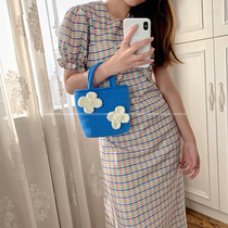 heavy round) original lexx with blue flowers woven bag small red book brokenmirror original basket