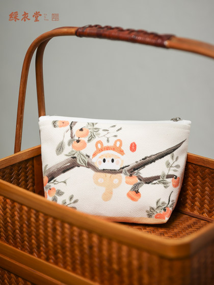 彩衣堂国风可爱猫咪化妆收纳包外出便携旅行零钱包大容量学生礼物