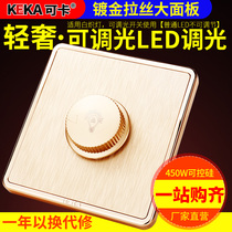 Can card type 86 champagne gold brushed LED dimmer switch panel light regulator infinity knob dimmer switch