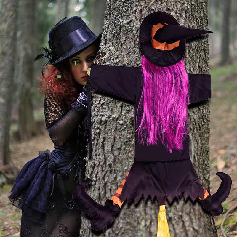 2022 New Halloween Witch Doll Courtyard Witch Crashing Into