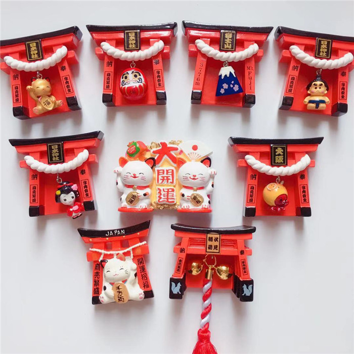 Export Torii Fushimi Inari Osaka Mount Fuji tourism Japan three-dimensional bell refrigerator stickers magnet stickers decorative stickers