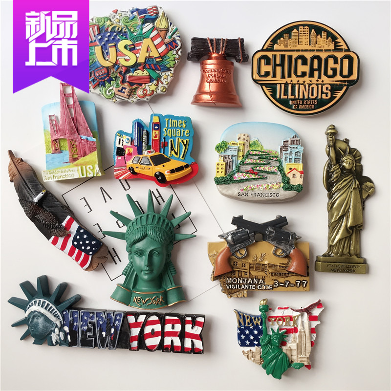2 US Travel Souvenir Refrigerator Sticker Magnets San Francisco Los Angeles New York Travel Magnet Sticker Gifts