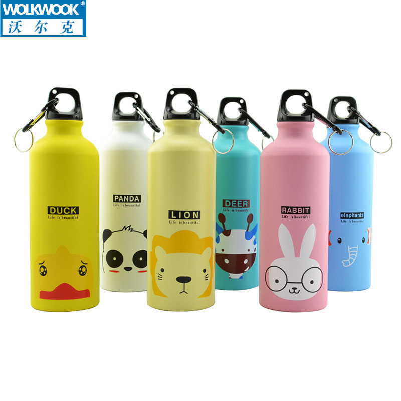 Sport Kettle Cartoon Cute Aluminum Portable environmentally friendly with Handcups Gift outdoors Travel student Children's water mug 