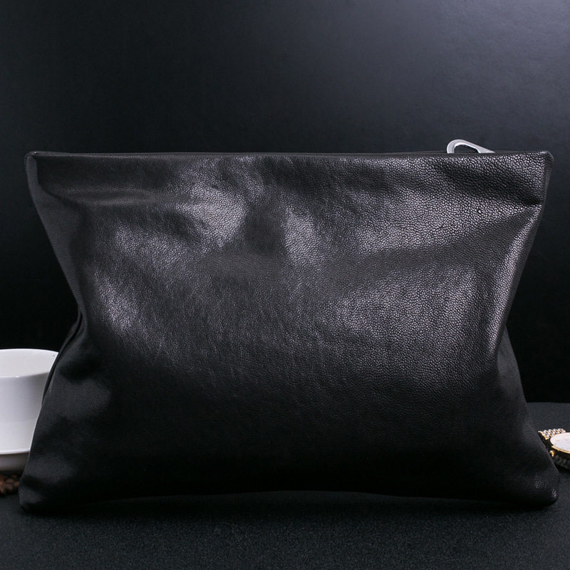 New leather men's clutch bag men's bag soft leather lambskin vegetable tanned leather clutch bag casual fashion clip bag wallet