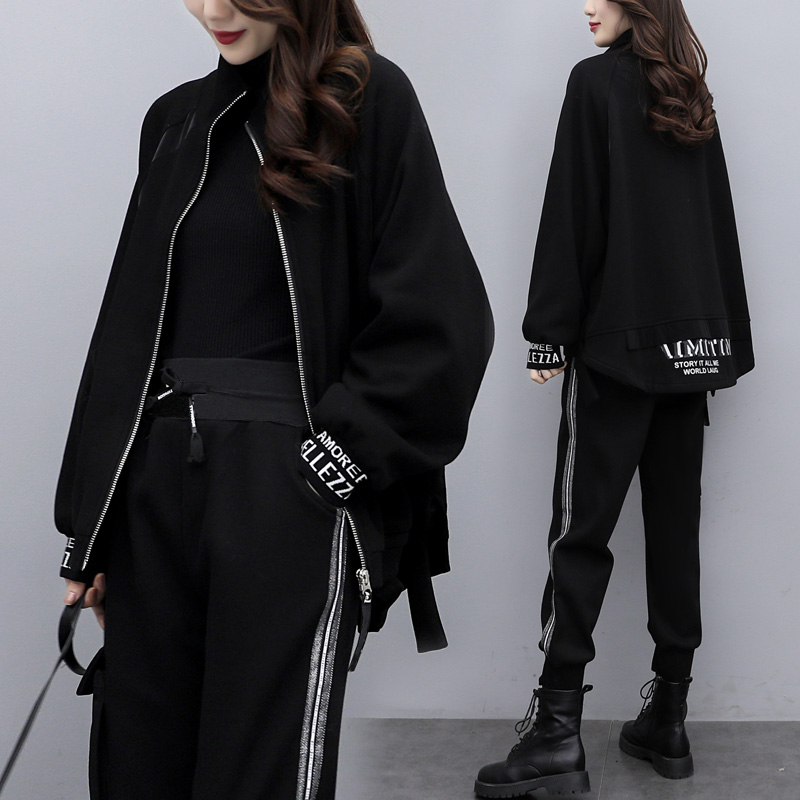 Fried Street Sportswear Suit Large Size Women's Clothing Sports Casual Thick Cotton T2022 Spring paragraph Less-age Two sets of Westernies trendy