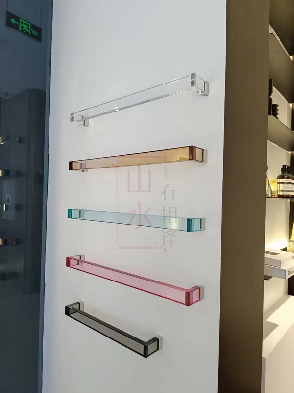 Trendy Acrylic High-Transparency Towel Rack Minimalist Bathroom Xiaohongshu Popular Towel Rack Drill Installation