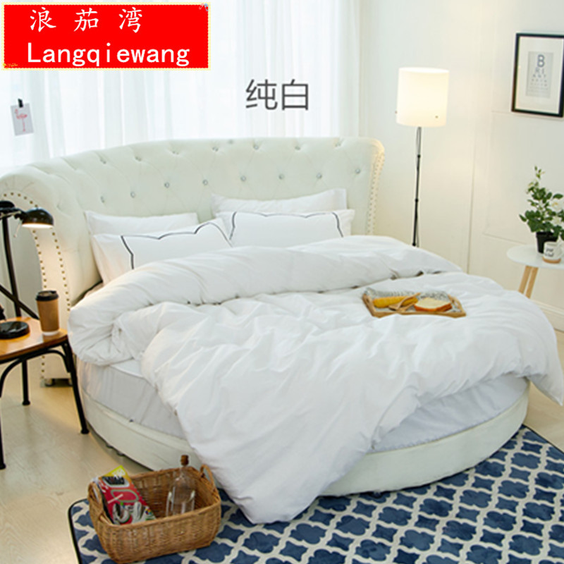 tấm bông 2 mét áp dụng rắn giường tròn Li Li tròn giường bông khăn trải giường tròn giường tròn bông denim - Bộ đồ giường bốn mảnh mẫu chăn ga gối đệm đẹp