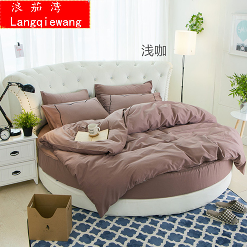 tấm bông 2 mét áp dụng rắn giường tròn Li Li tròn giường bông khăn trải giường tròn giường tròn bông denim - Bộ đồ giường bốn mảnh mẫu chăn ga gối đệm đẹp