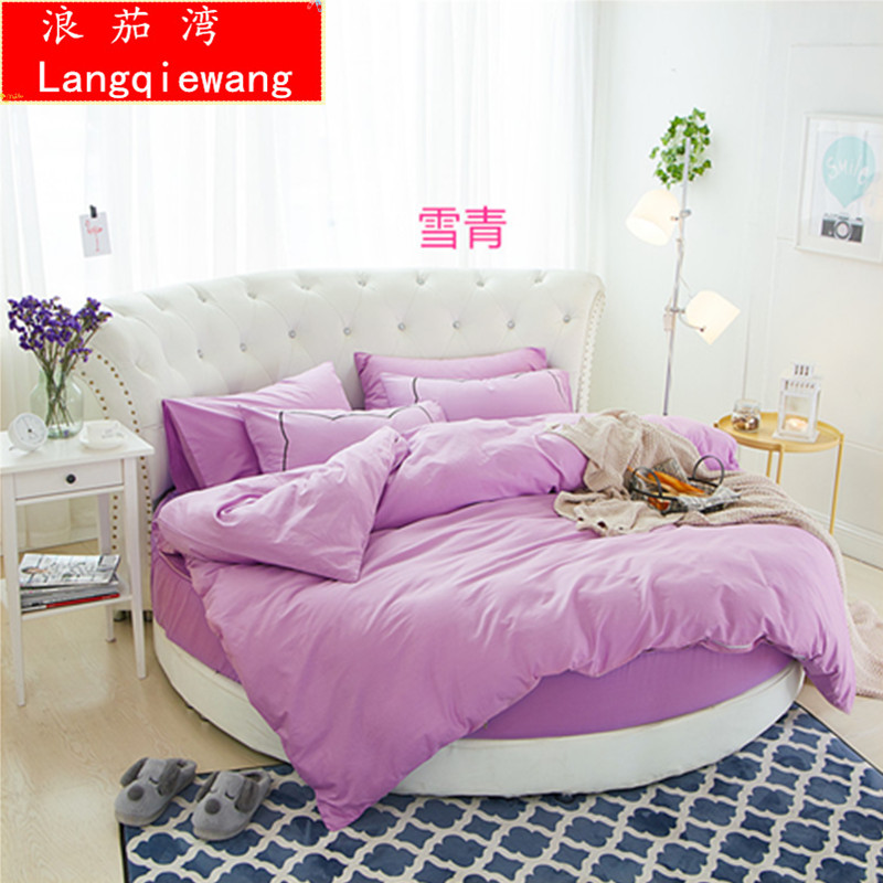 tấm bông 2 mét áp dụng rắn giường tròn Li Li tròn giường bông khăn trải giường tròn giường tròn bông denim - Bộ đồ giường bốn mảnh mẫu chăn ga gối đệm đẹp