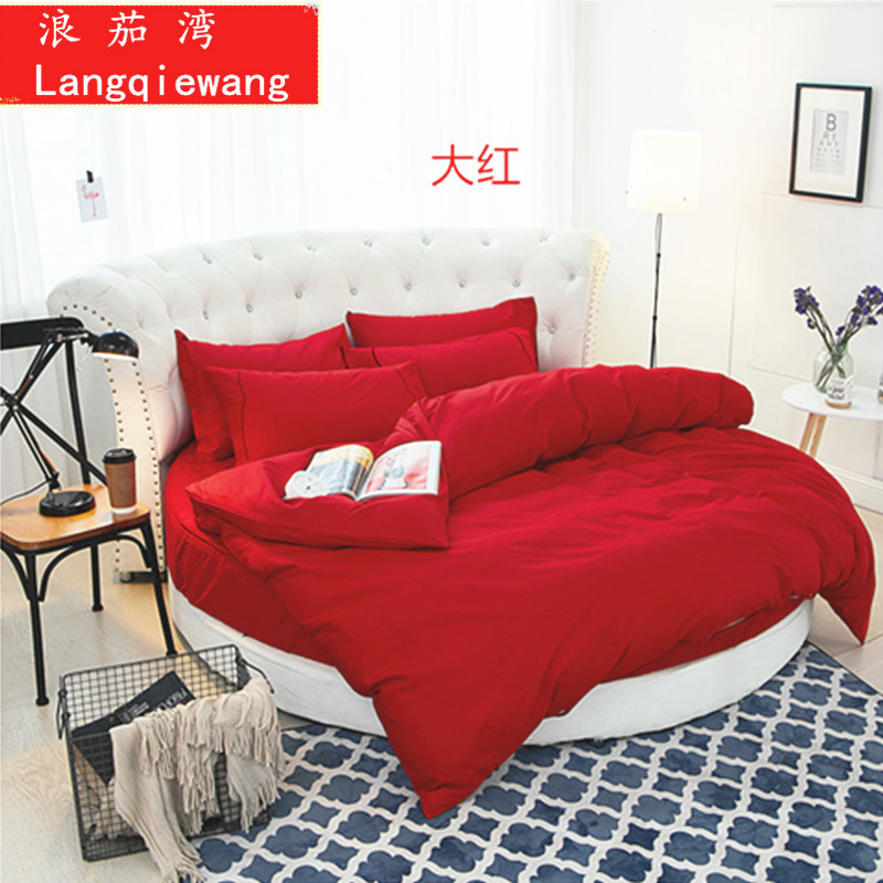 tấm bông 2 mét áp dụng rắn giường tròn Li Li tròn giường bông khăn trải giường tròn giường tròn bông denim - Bộ đồ giường bốn mảnh mẫu chăn ga gối đệm đẹp