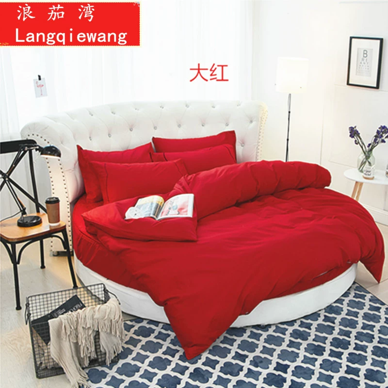 tấm bông 2 mét áp dụng rắn giường tròn Li Li tròn giường bông khăn trải giường tròn giường tròn bông denim - Bộ đồ giường bốn mảnh