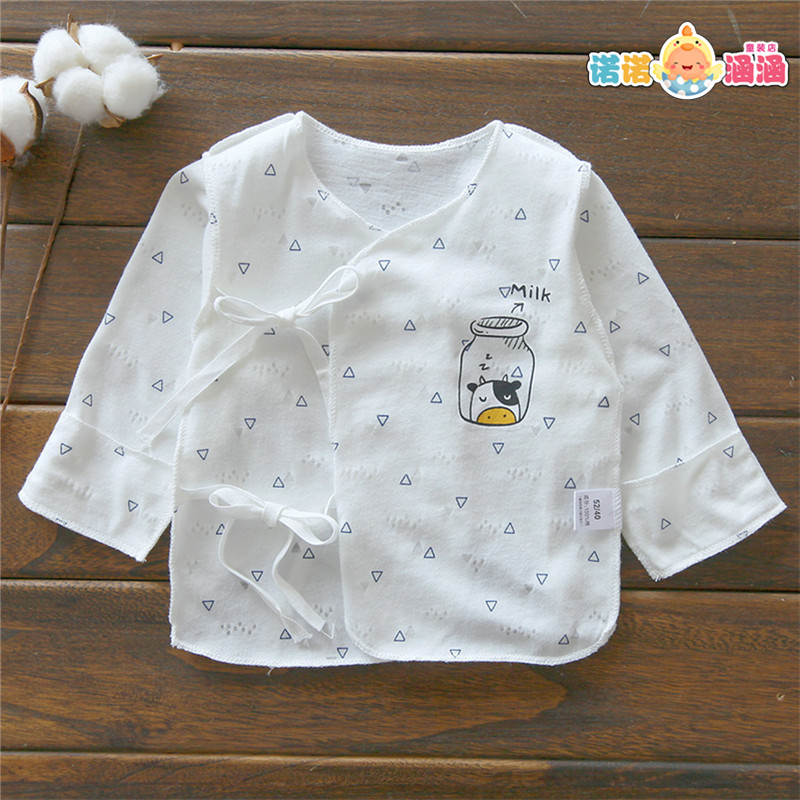 Newborn monk clothing 0-3 months 1 newborn baby pure cotton summer clothes Summer ultra-thin boneless half-back clothing