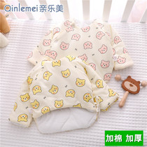0 March newborn son half back clothes autumn winter clip cotton thickened blouses first birth baby monk clothes baby clothes